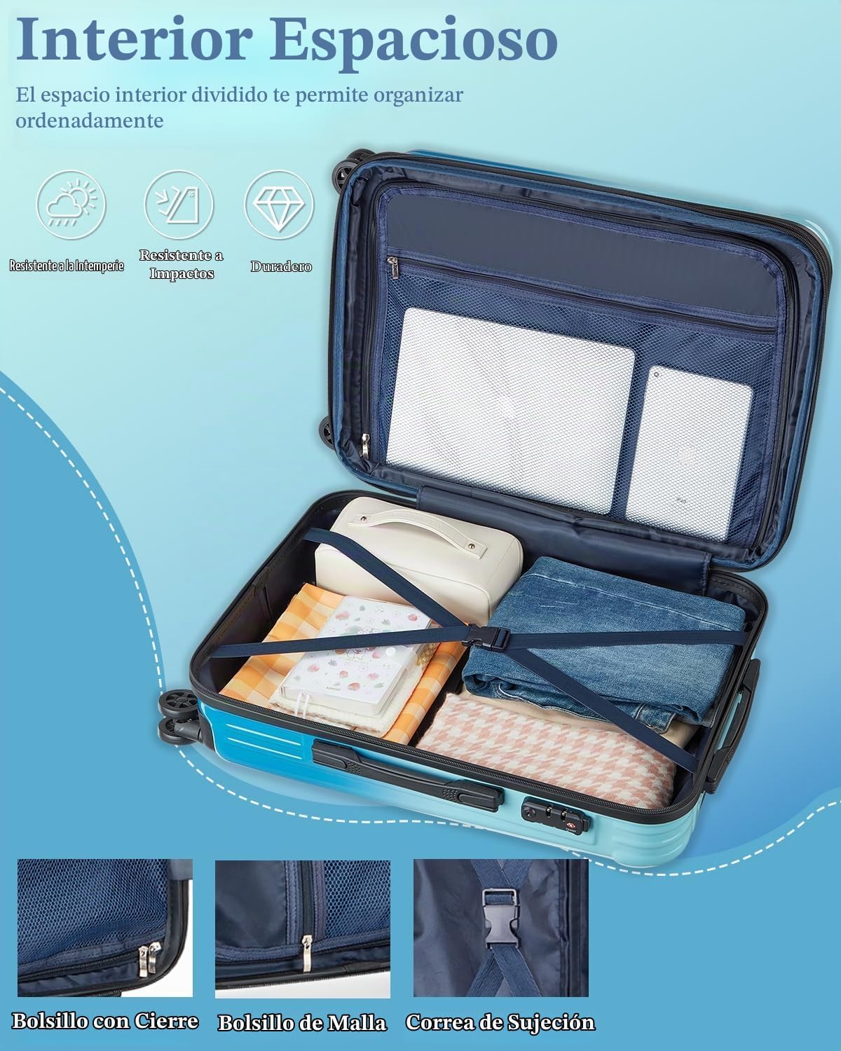 sukiost Equipaje de mano de 20 pulgadas con ruedas giratorias, jueg...