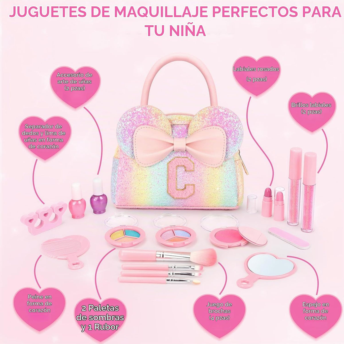 Kit de maquillaje lavable para niñas \u2013 Juego de maquillaje rea...