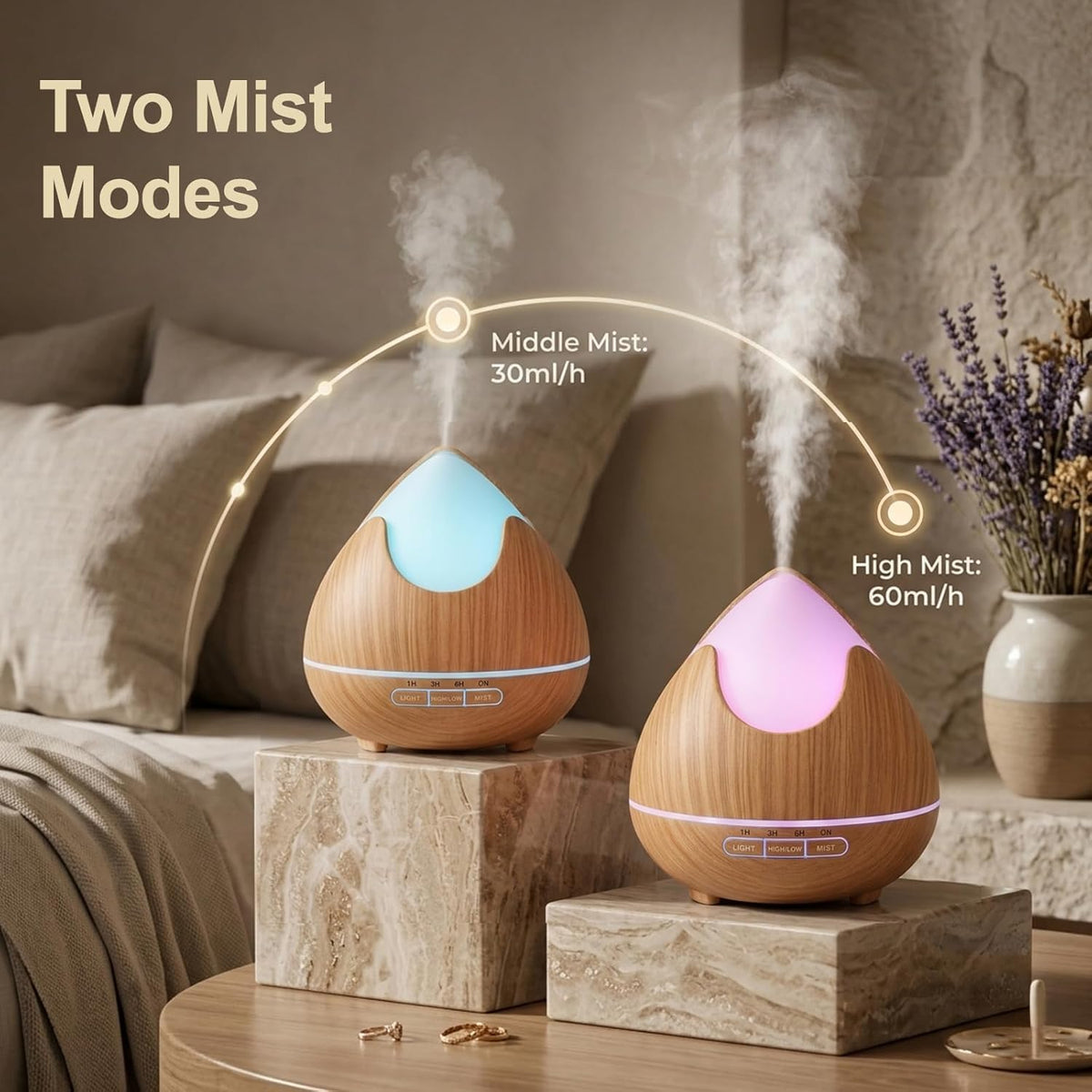 Pretmess Difusor del aceite esencial de 16.9 fl oz, humidificador |...