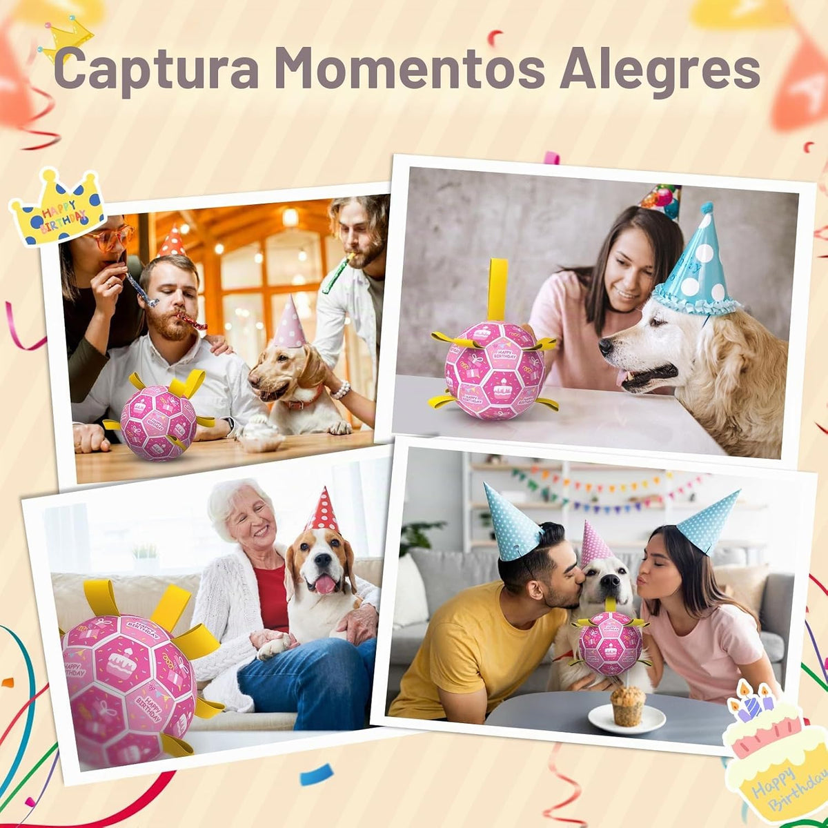 QDAN Juguetes de cumpleaños para perros, juguetes para perros con s...