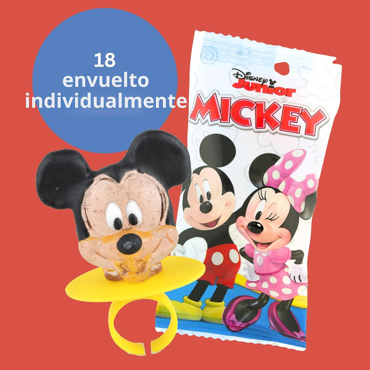 Disney Junior Lollipop anillos, Mickey Mouse, Minnie y Pluto, 18 un...