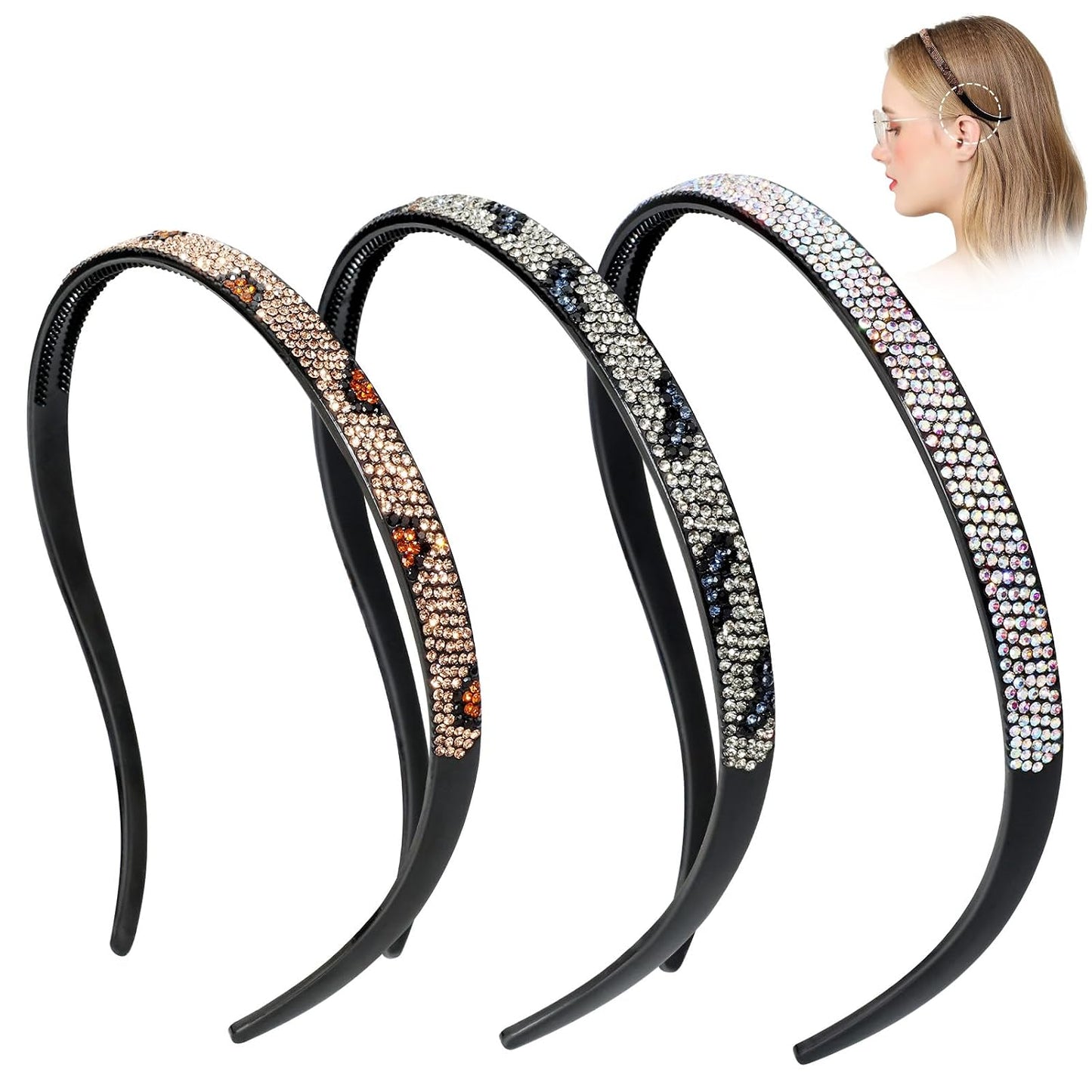 KOVOLITU Paquete de 3 diademas diseñadas para gafas, bandas para el...