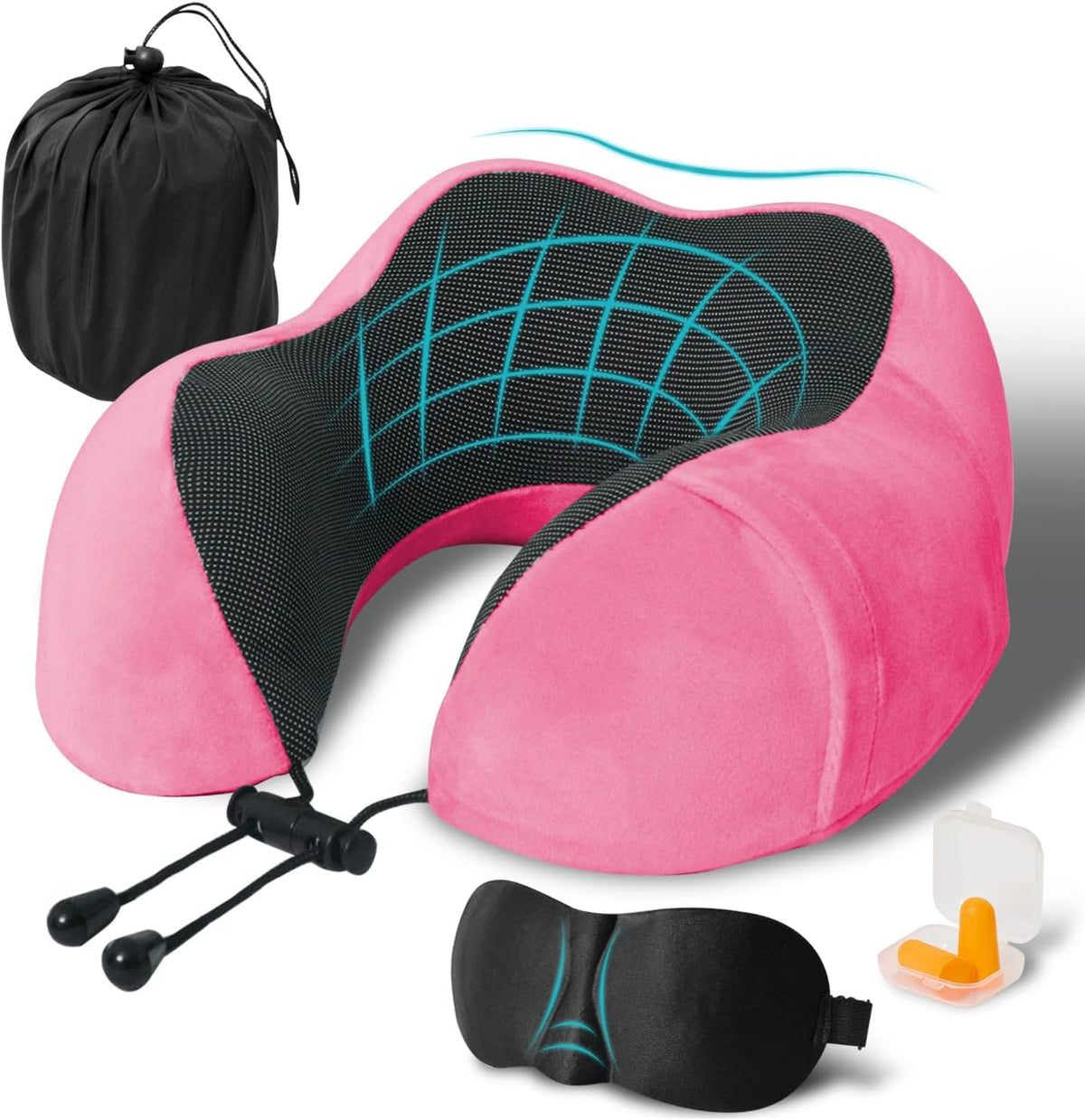 Elvodosia Almohada de viaje, almohada de cuello de espuma viscoelás...