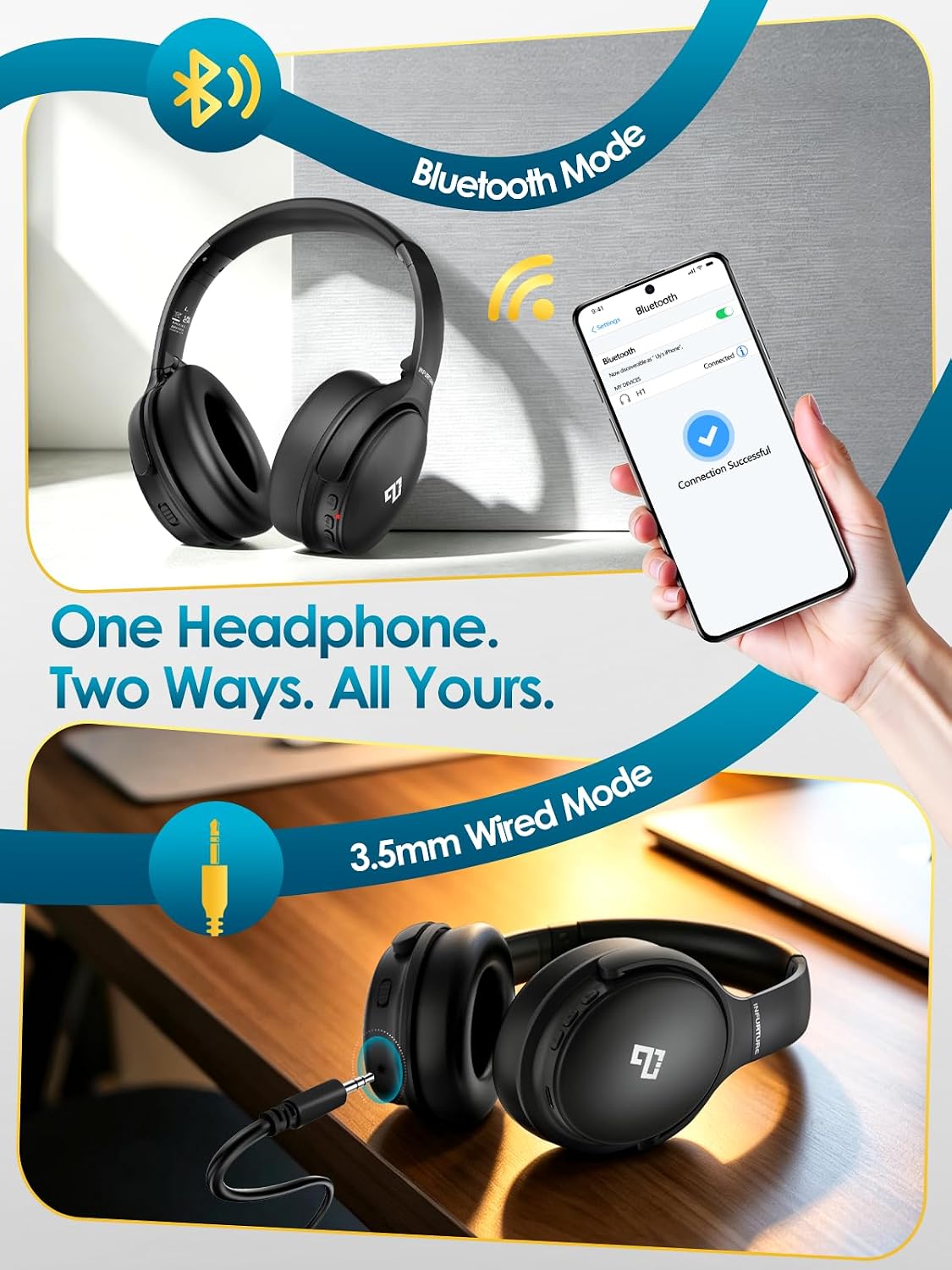 INFURTURE Auriculares Over Ear con Cancelación Activa de Ruido, Aur...