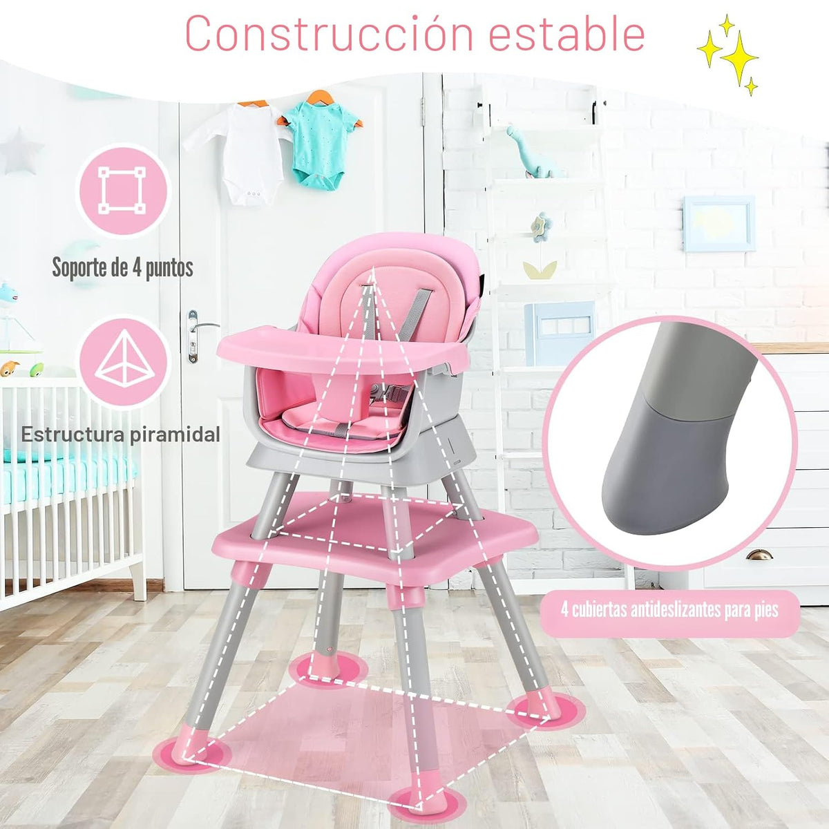 HONEY JOY Silla alta 8 en 1 para bebé, silla alta convertible para...