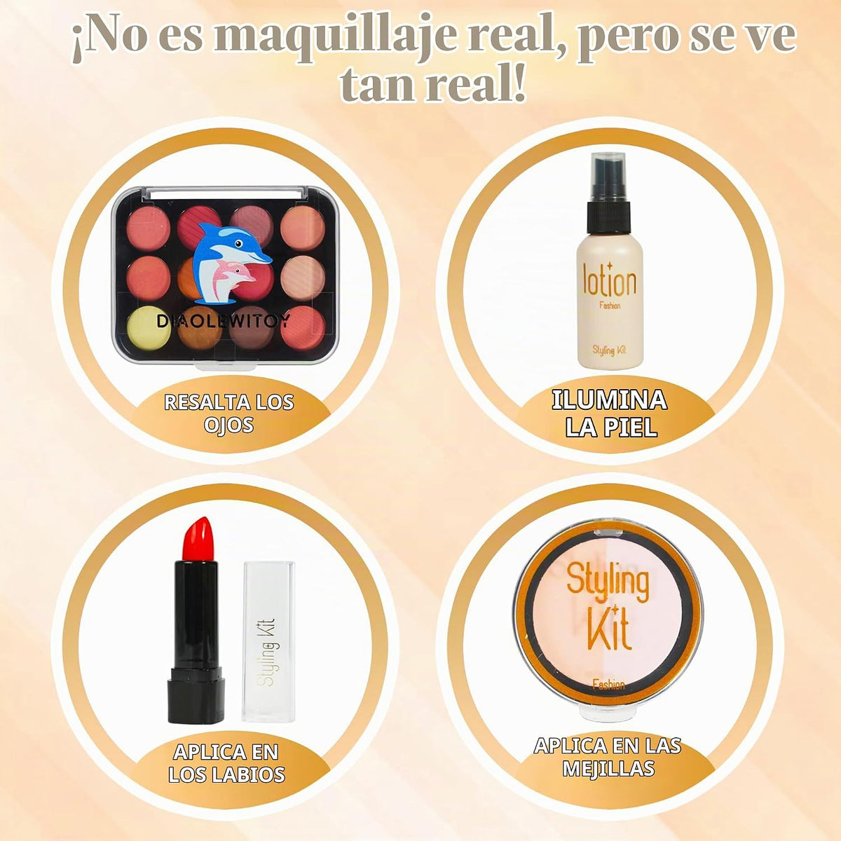 DIAOLEWITOY Kit de maquillaje de simulación para niñas, niños peque...