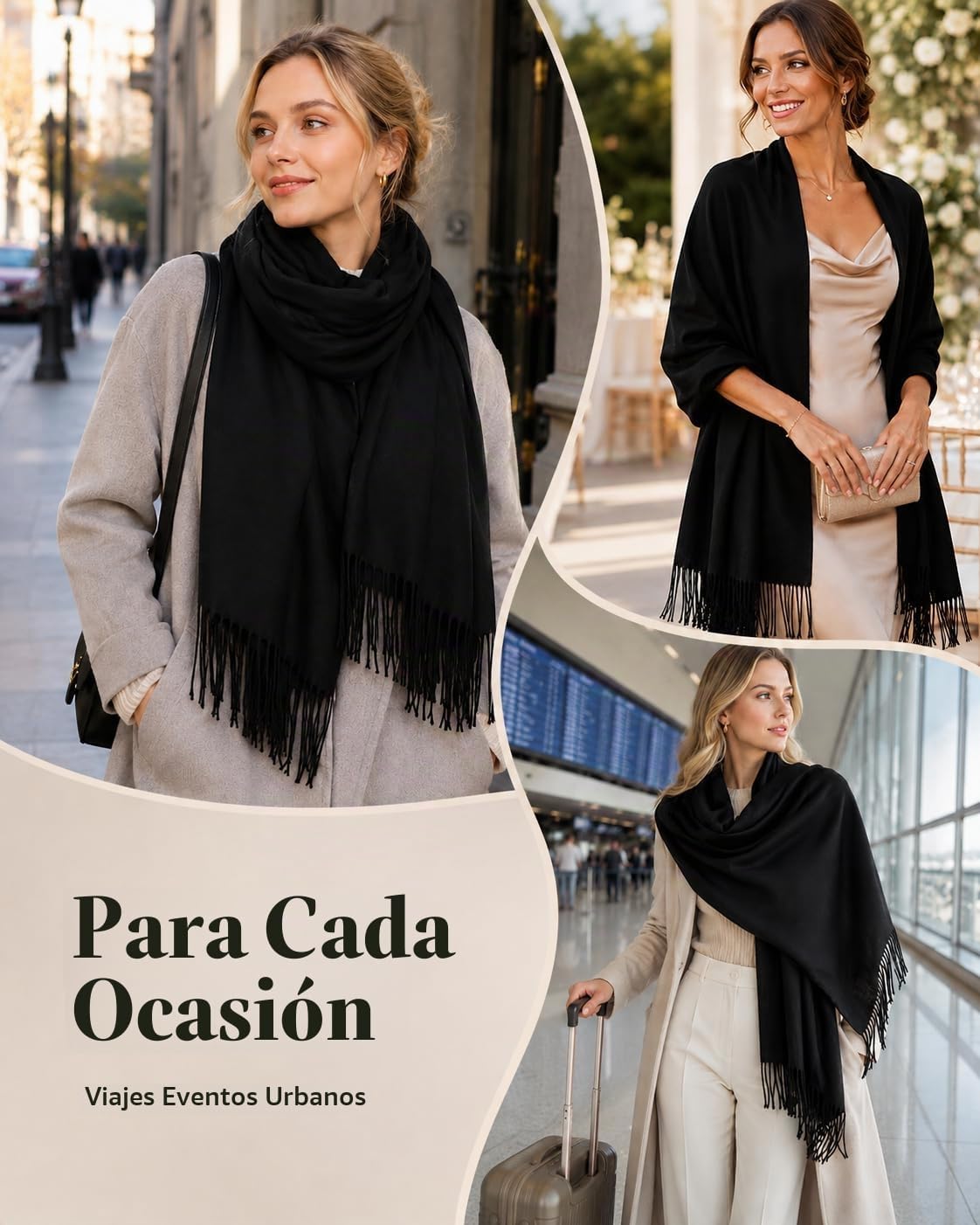 RIIQIICHY Bufandas de mujer, chales de pashmina y envolturas para v...