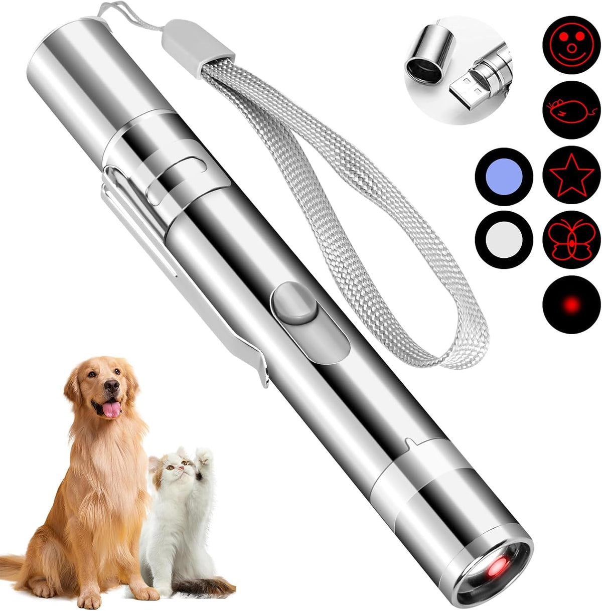 Waputne Juguete para gatos, recargable por USB, 3 modos de luz, 5 p...