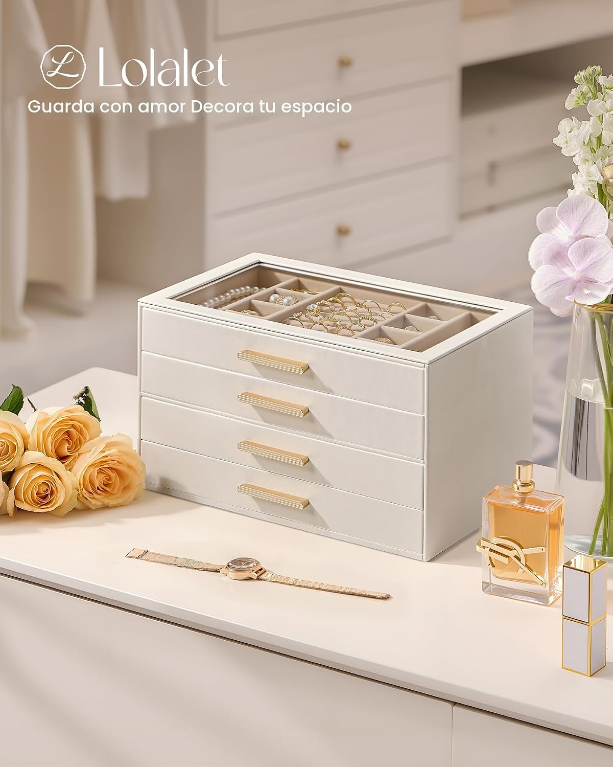 Caja Organizadora de Joyas Lolalet, Organizadores de Joyas de 4 Cap...