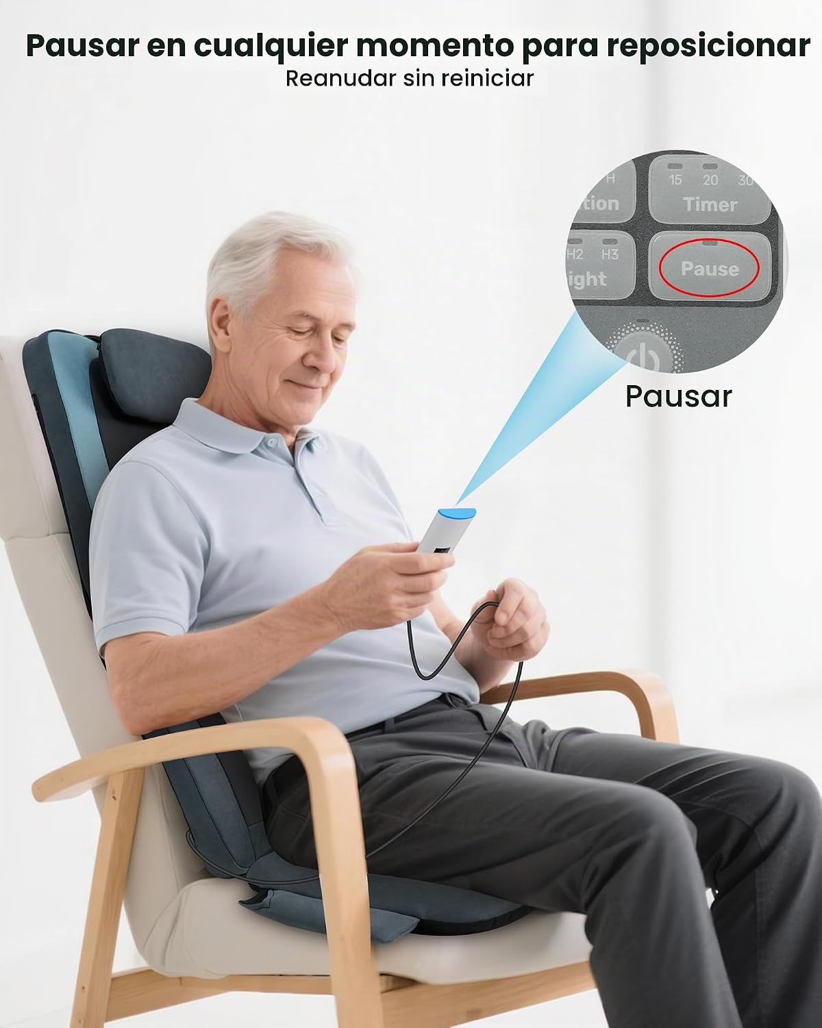 COMFIER Masajeador de espalda Shiatsu con calor, rodillos 3D de mot...