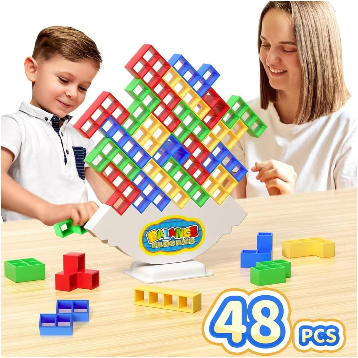 Ziogogco 48 piezas de juguetes de juego, juego de bloques de equili...