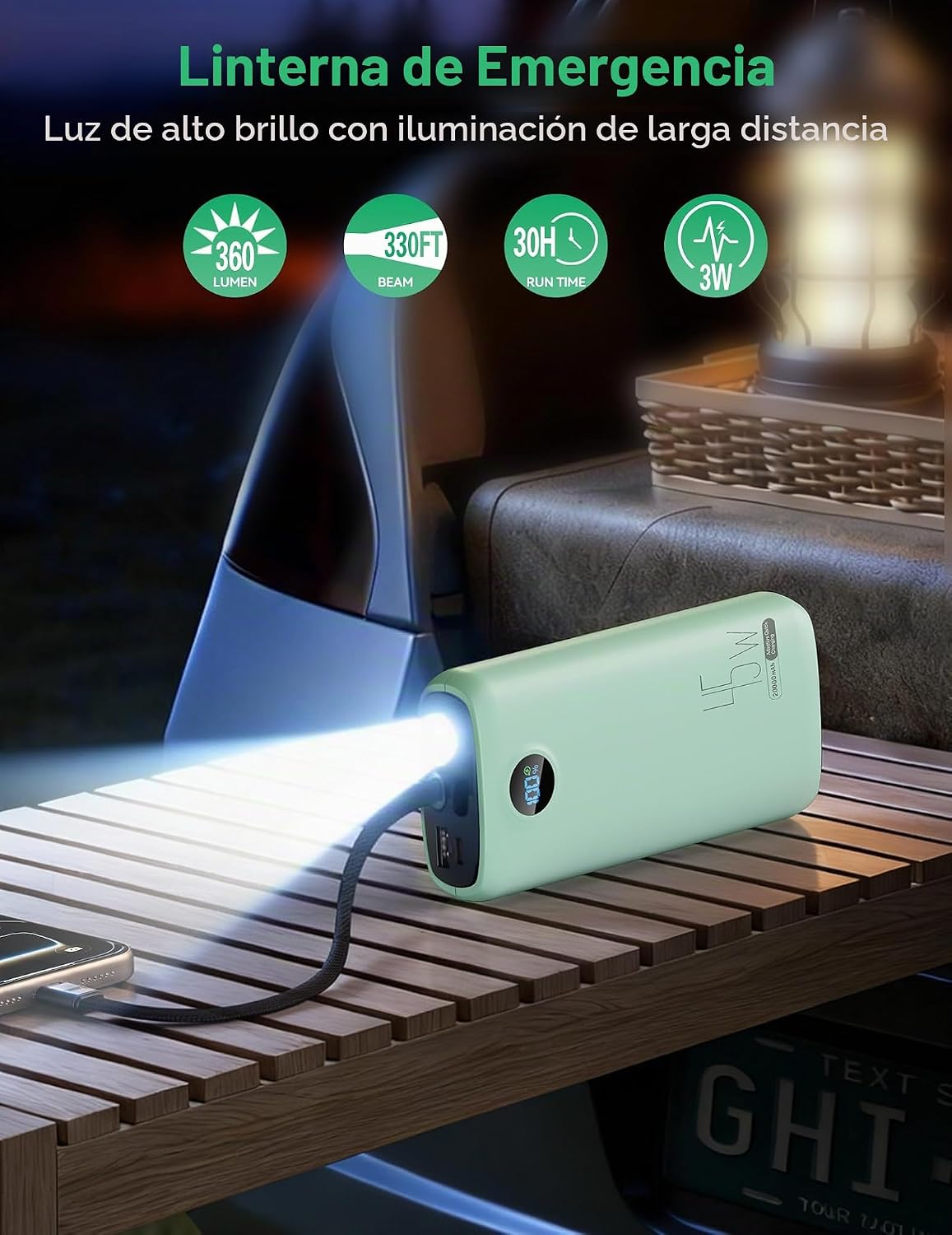 DIAMUAR Cargador portátil 20000mAh 45W, construido en cable USB C,...