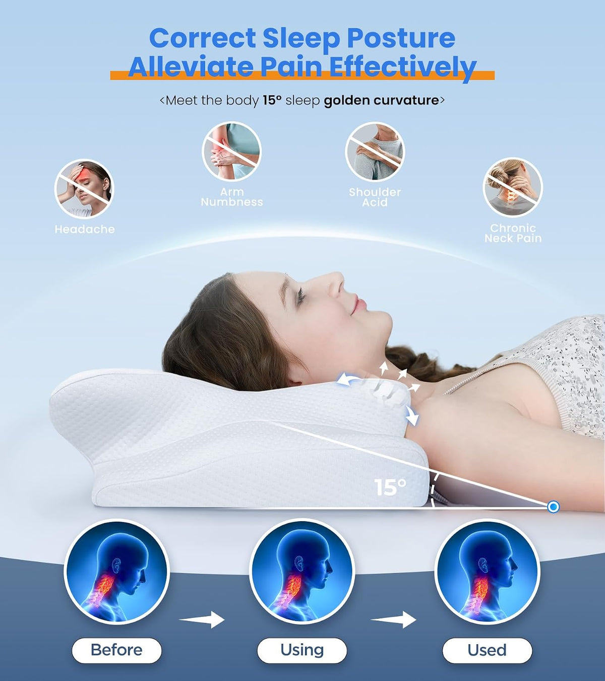 Almohada refrescante de alivio ultra del dolor para soporte del cue...