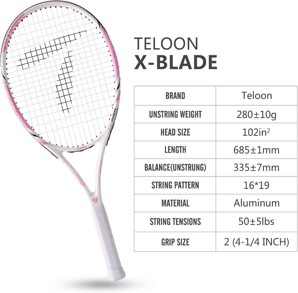 Teloon Raquetas de tenis para adultos, 2 piezas, raqueta de tenis r...