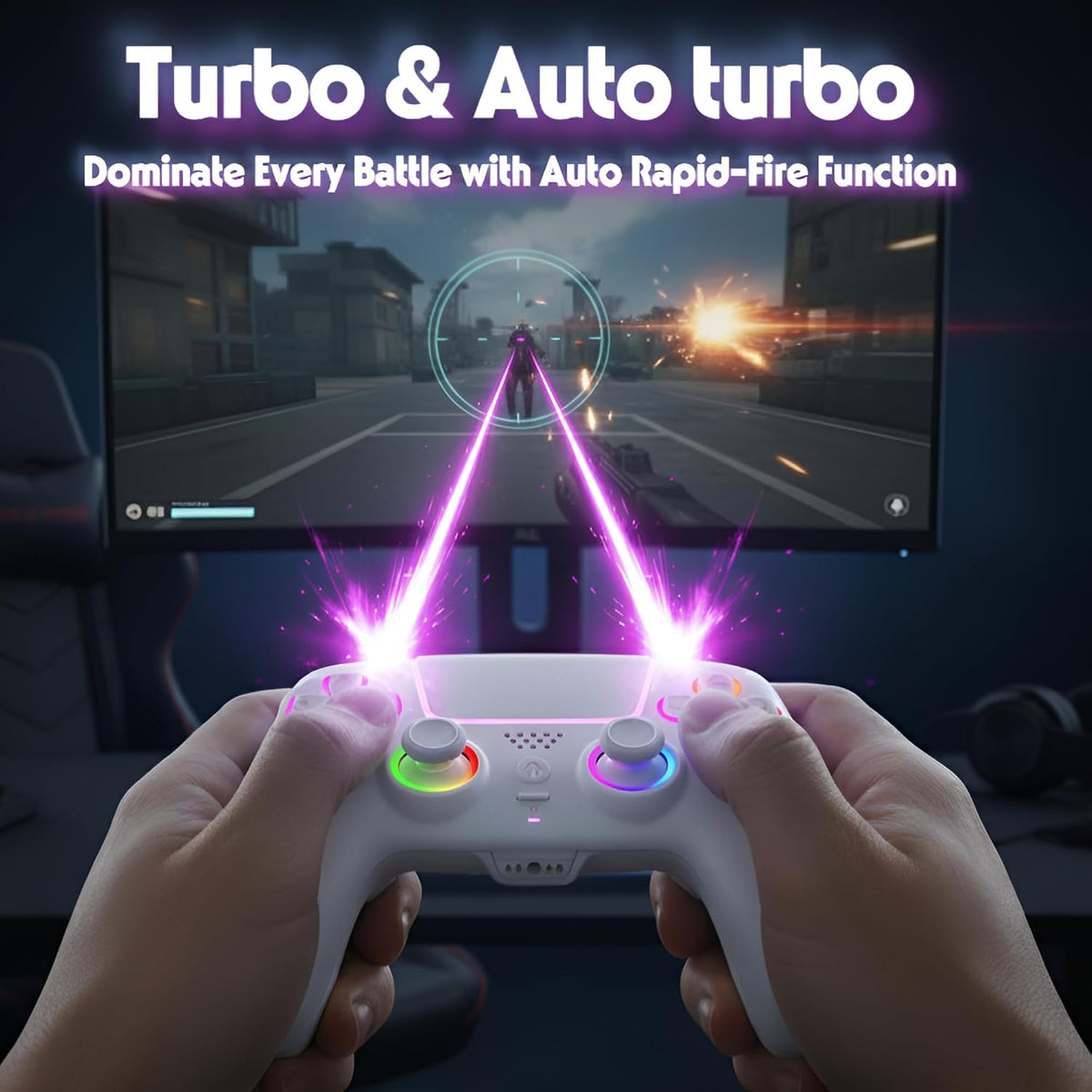 Controlador inalámbrico FLUY-E RGB para PS5\/PC \u2013 Compatible c...