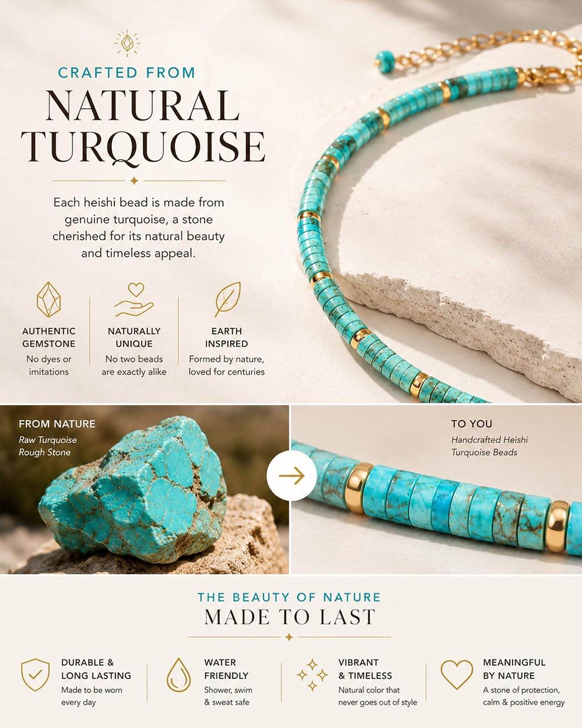 MIDDLUX Collar de cuentas estilo Heishi con gemas\/perlas naturales...