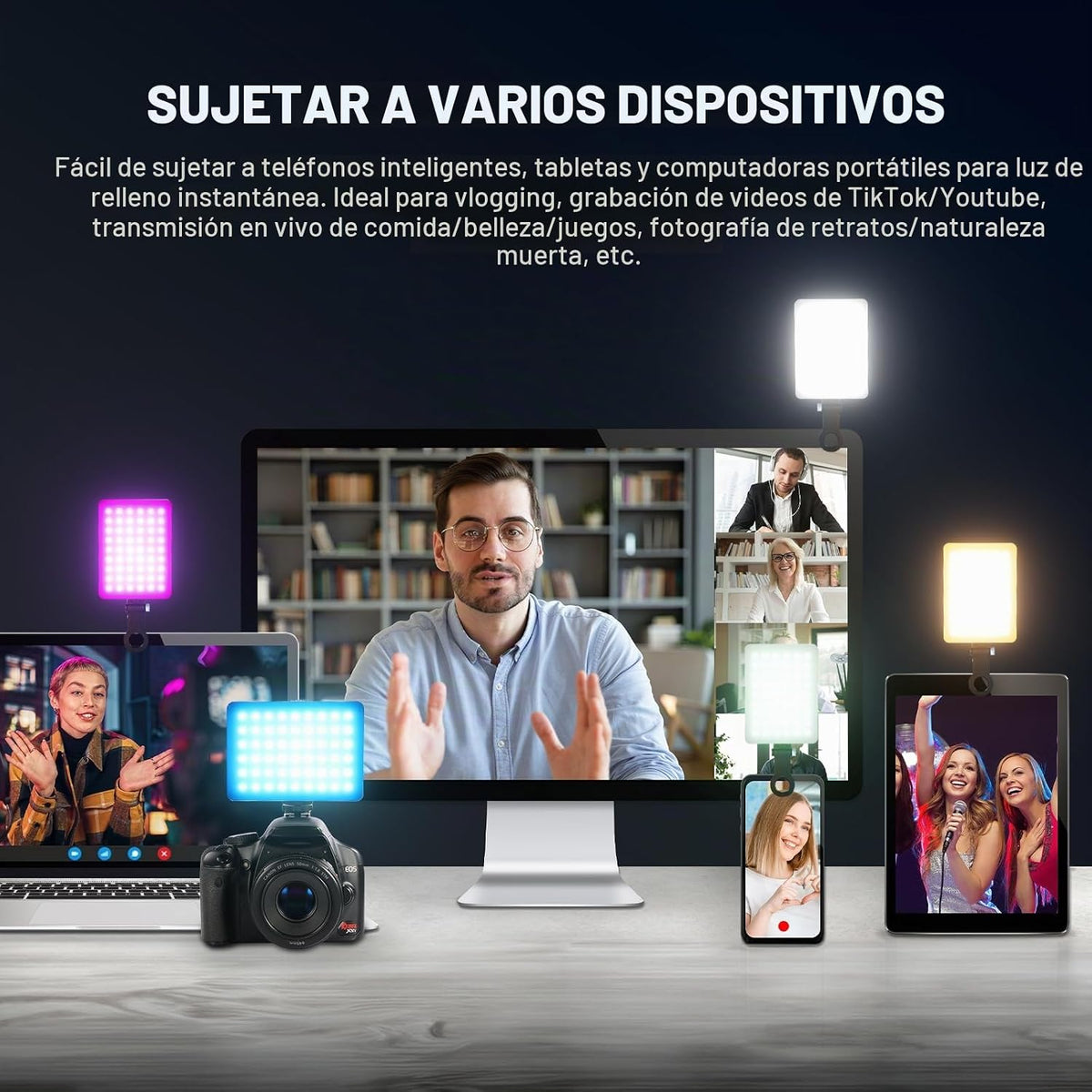 NEEWER VL67C Luz RGB para selfie con control de aplicación, 94 LED...