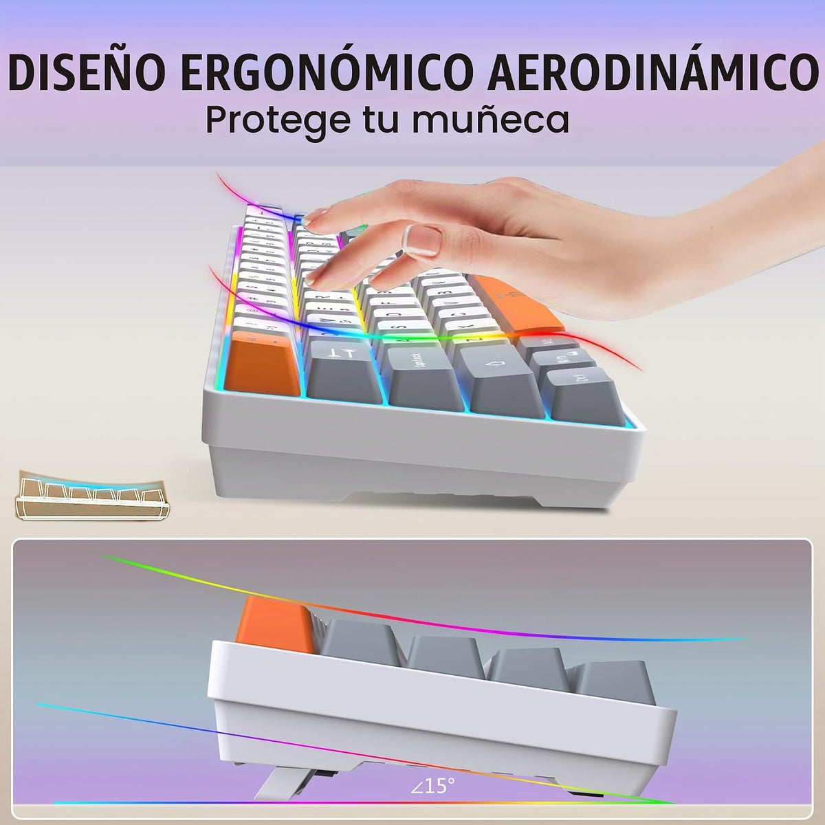 Combinación de teclado y mouse inalámbricos para juegos Snpurdiri 6...