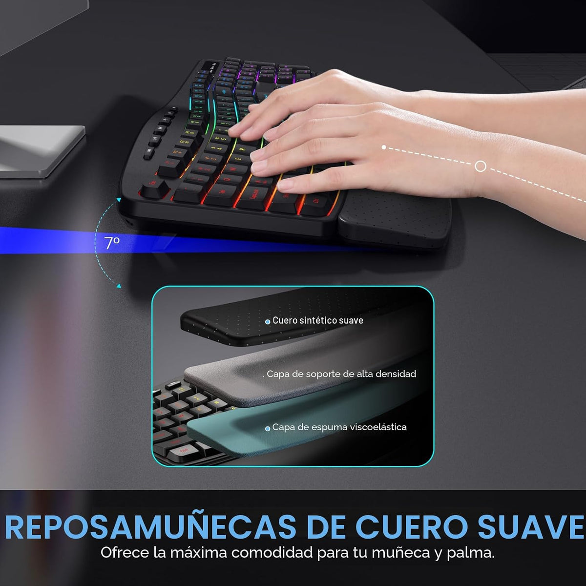 COLIKES Teclado inalámbrico ergonómico y mouse silencioso, teclado...