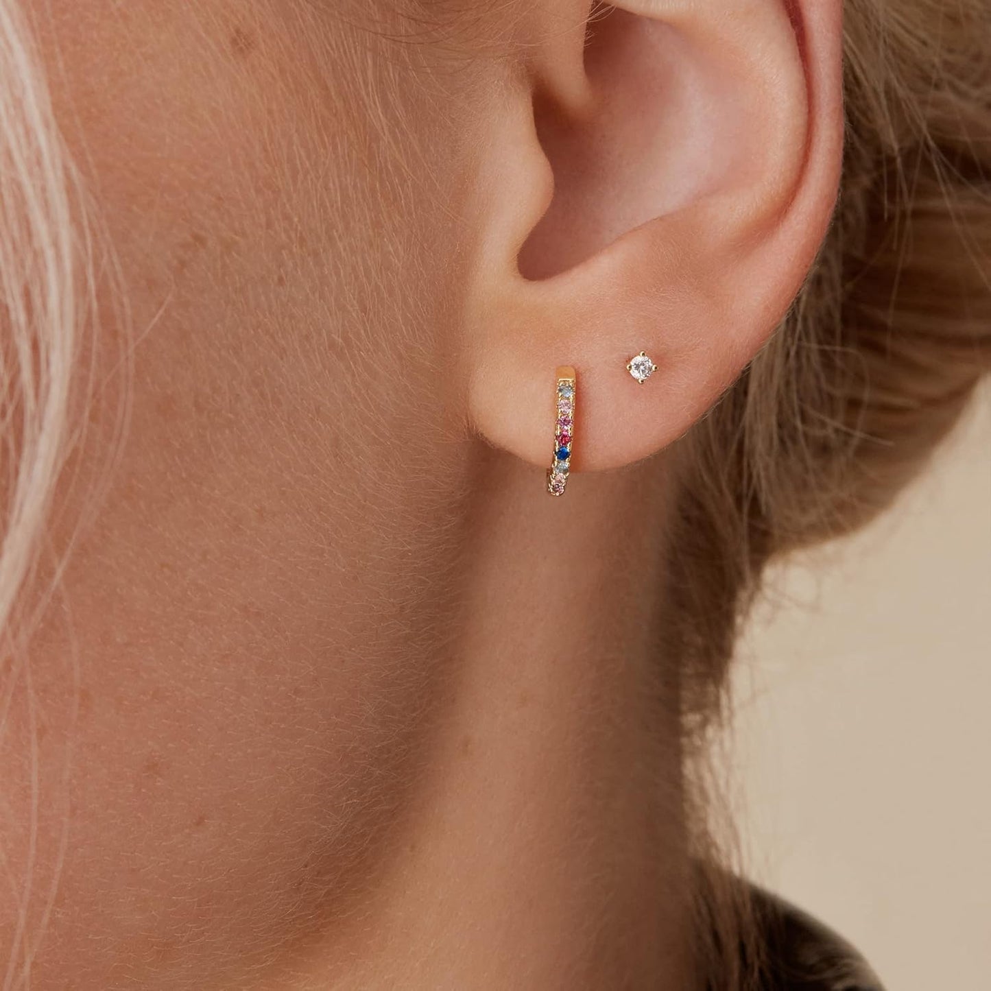 PAVOI Aretes de plata de ley 925 chapados en oro de 14 quilates | A...
