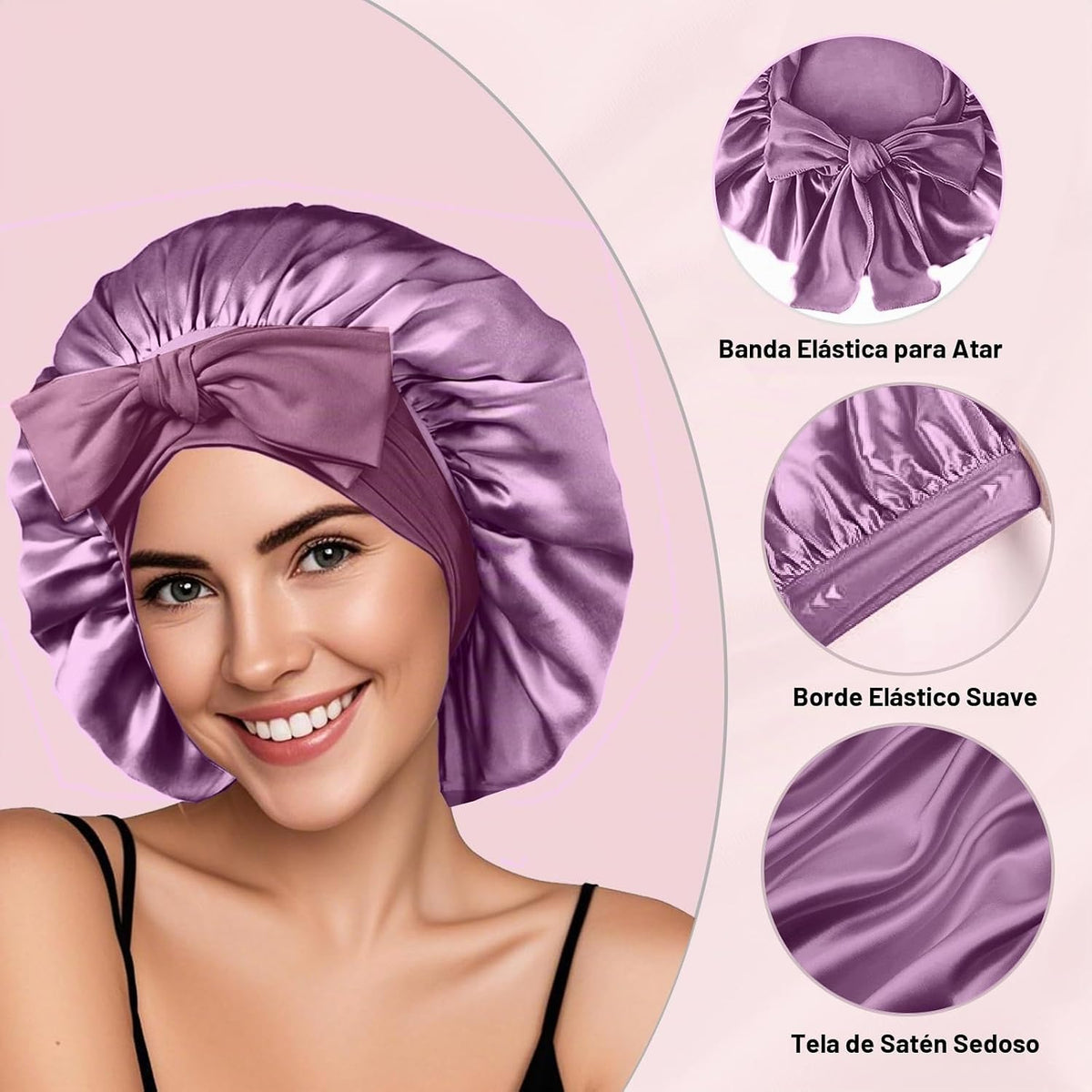 2 piezas de gorro de seda satinada para dormir para mujeres, gorro...