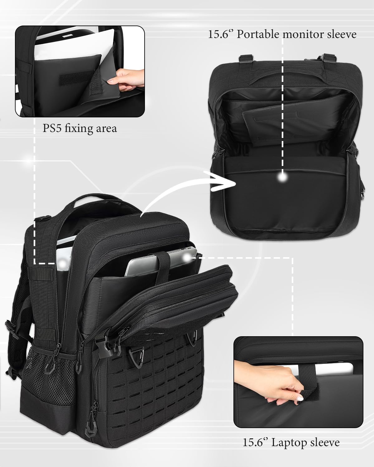 BISKLNDN Mochila táctica de viaje para consola PS5\/PS5 Slim\/Pro\/...