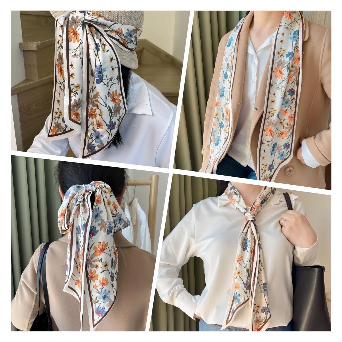Pañuelo de seda para la cabeza, turbante de moda para mujeres, corb...