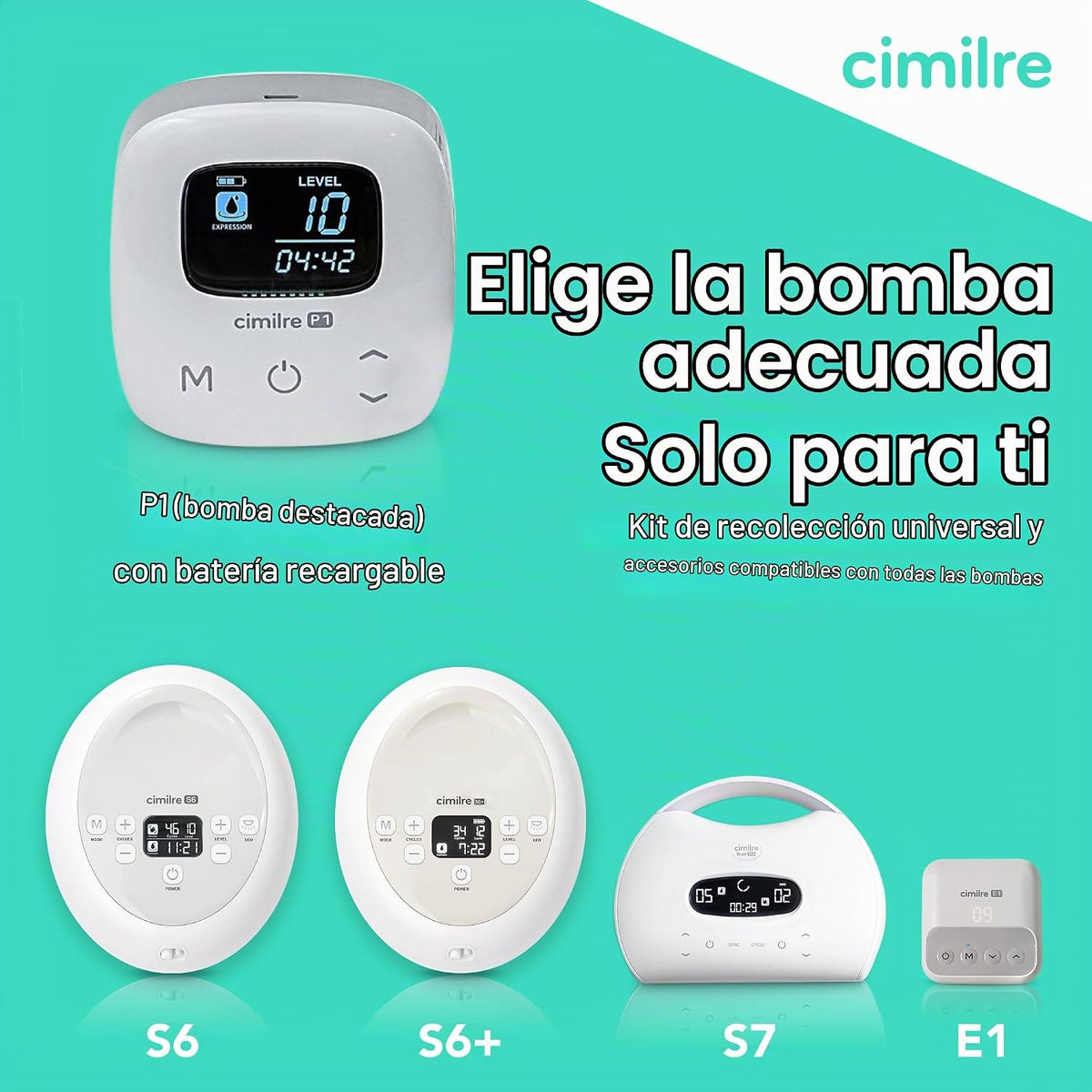 Cimilre P1 Kit de extractor de leche eléctrico doble portátil | Dis...