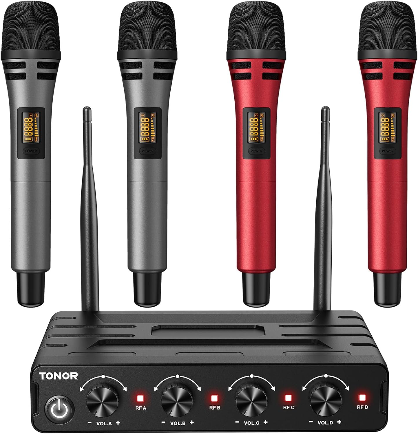 TONOR Sistema de Micrófonos Inalámbricos con 4x10 Canales, Micrófon...