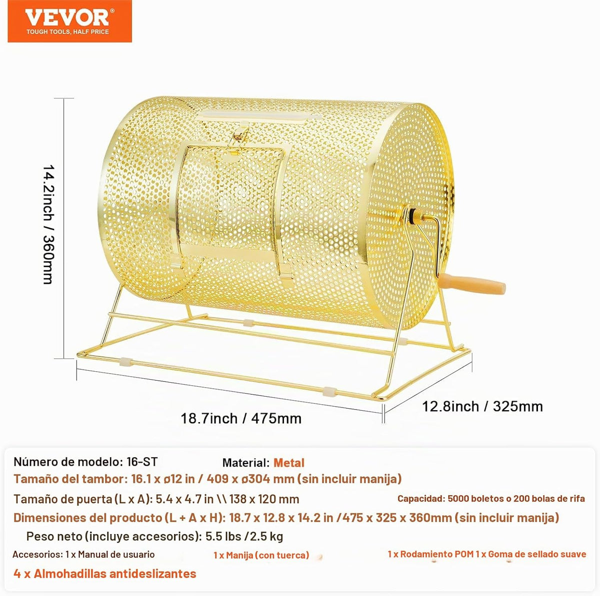 VEVOR Jaula de lotería, capacidad para 5000 boletos o 200 bolas de...