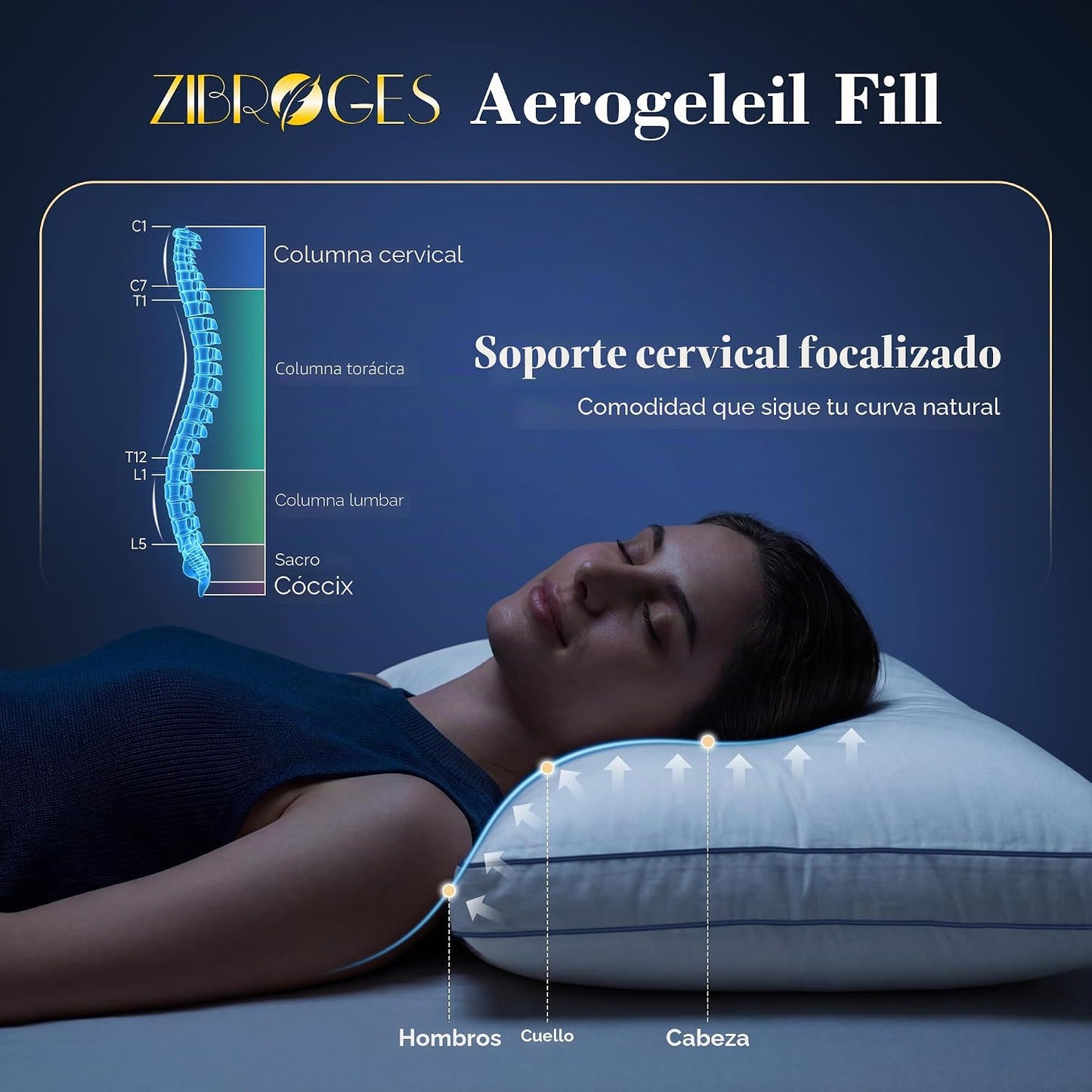 zibroges Juego de 2 almohadas de plumón tamaño King, colección de h...