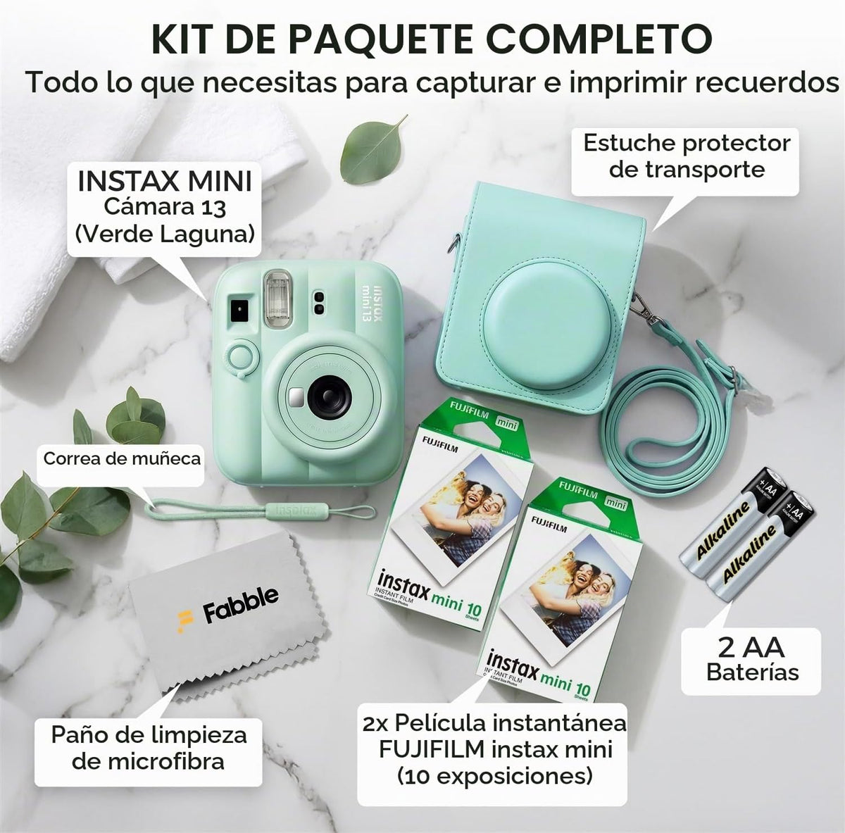 FUJIFILM INSTAX MINI 13 - Cámara de película instantánea color verd...