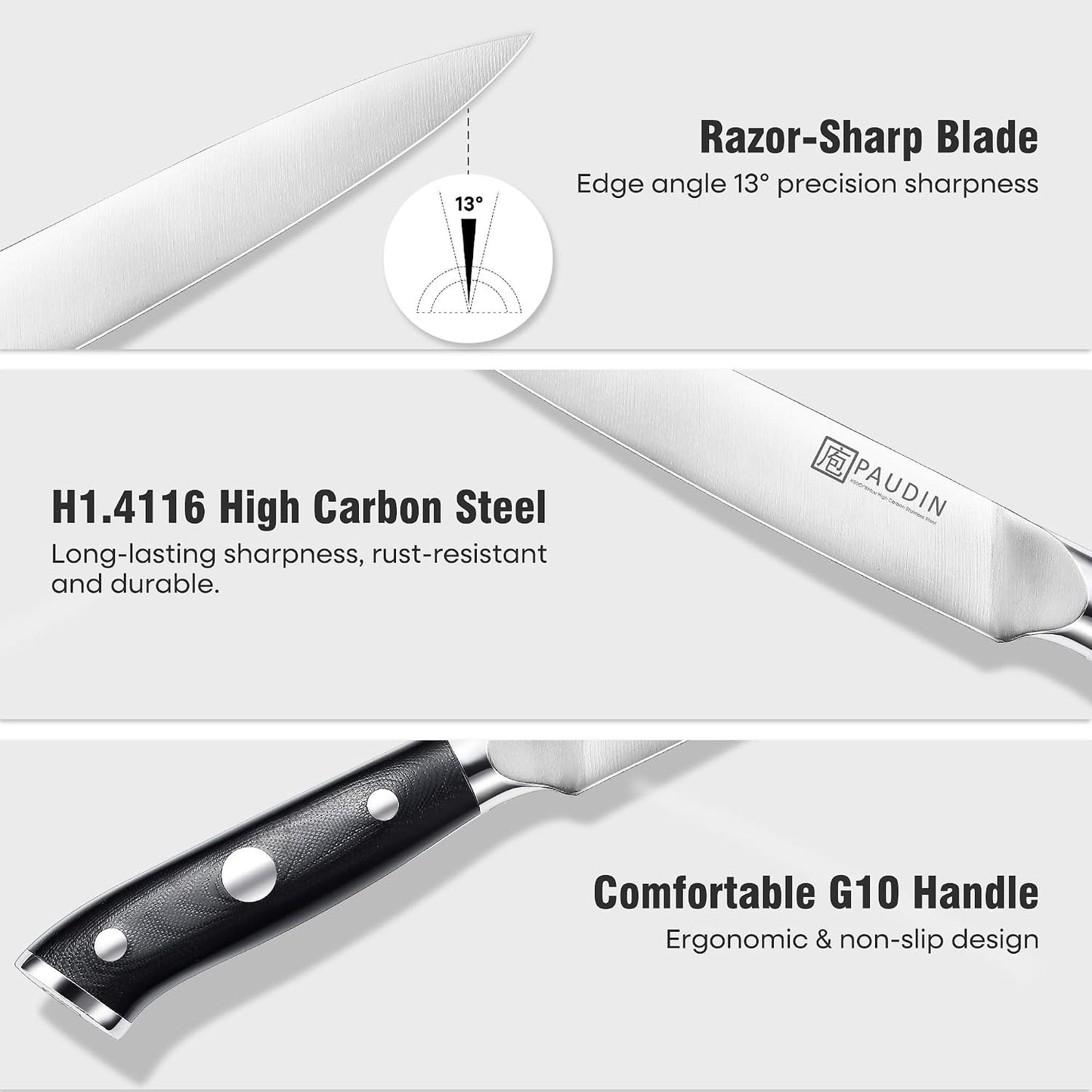 Juego de cuchillo y tenedor de tallado PAUDIN - 8" Cuchillo de...