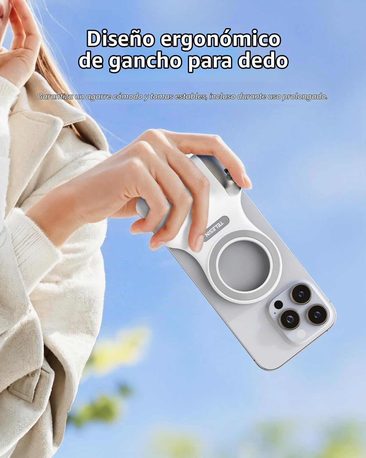 TELESIN Fun Shot - Agarre magnético para cámara de teléfono + luz m...