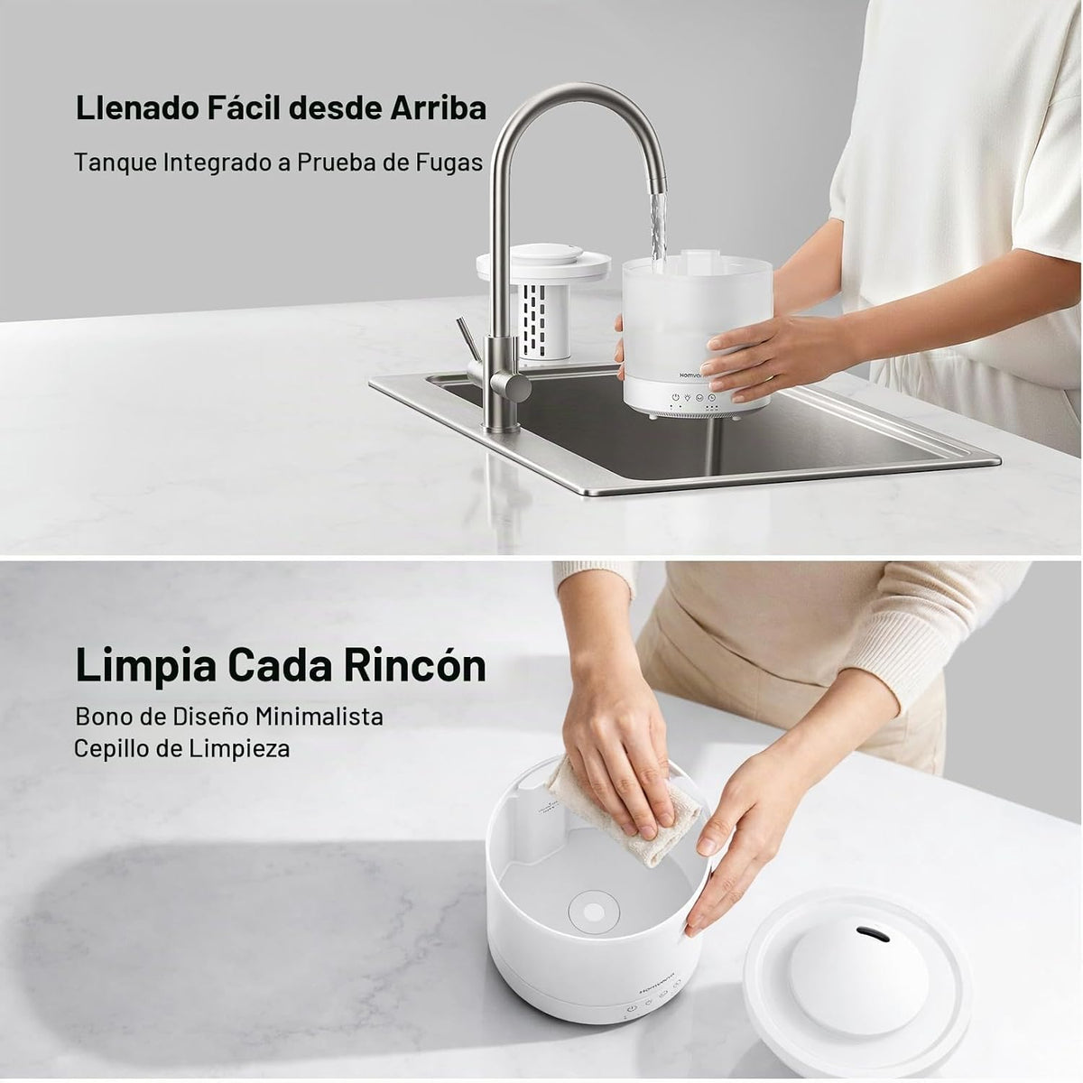 Homvana Humidificadores pequeños para recámara - 2 paquetes de 1.5L...