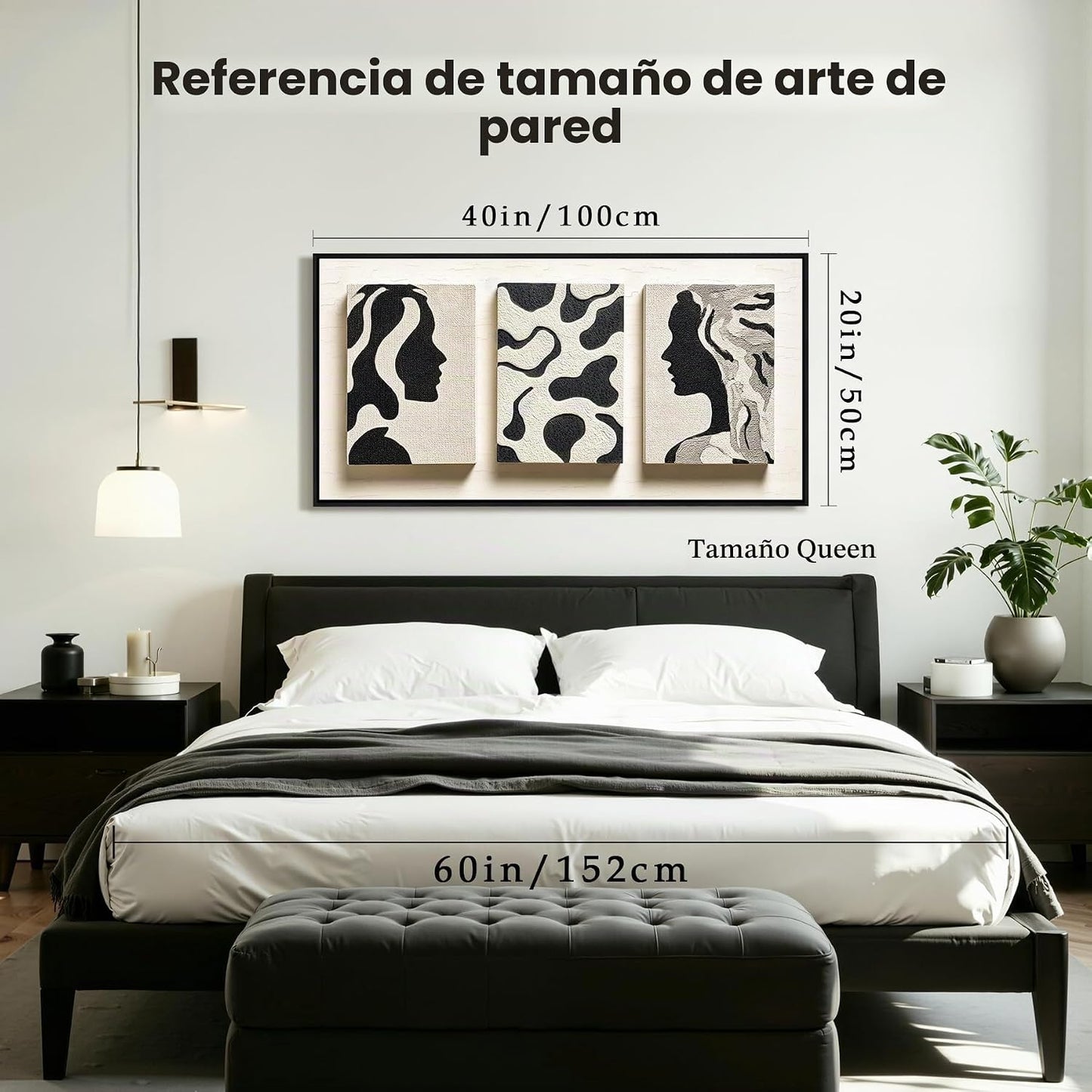 Kinetrix Impresiones artísticas de pared en blanco y negro, silueta...