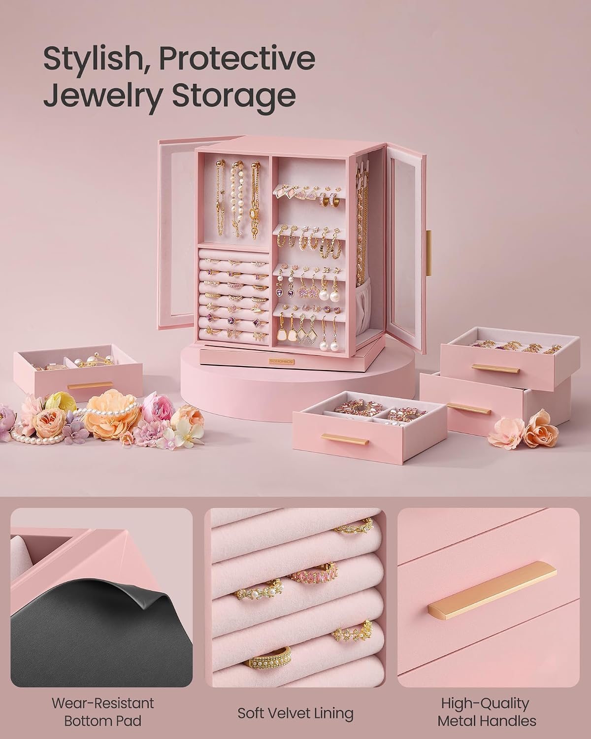 SONGMICS GISELLA Collection UJBC170R01 - Organizador de joyero gira...