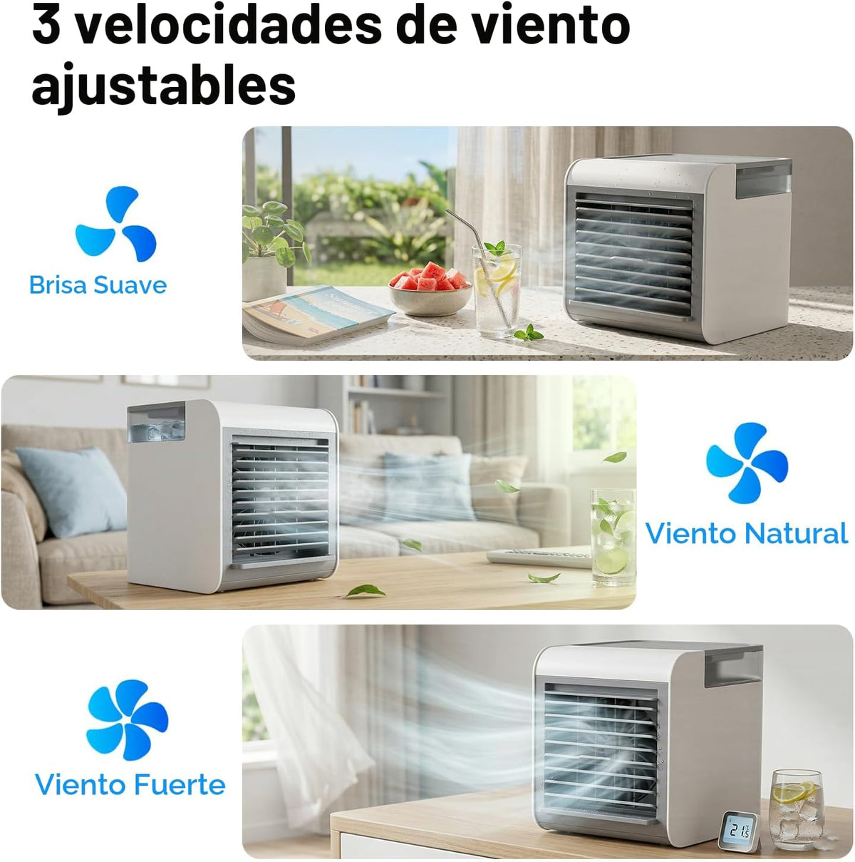 Ventilador de aire acondicionado portátil, mini enfriador de aire 4...