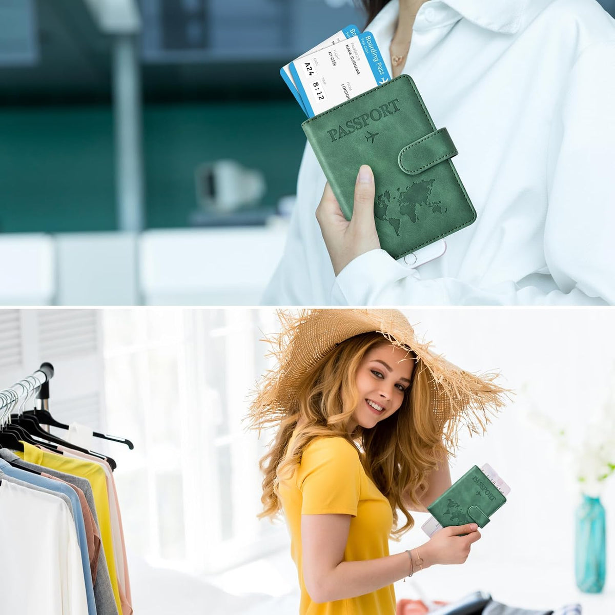 Combo de tarjetero para pasaporte y vacuna, soporte para pasaporte...