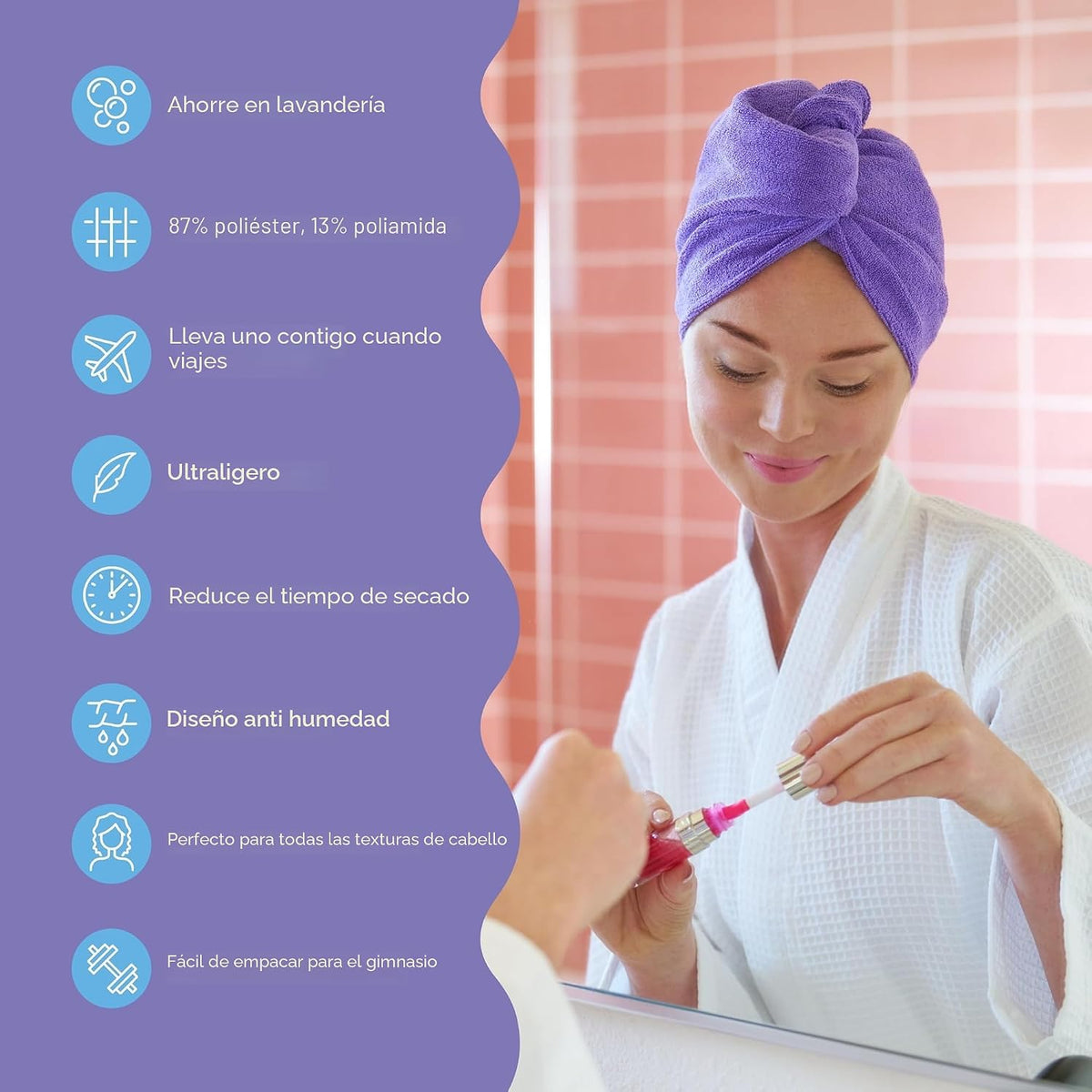Turbie Twist Paquete de 2 Toallas de Microfibra para el Cabello par...