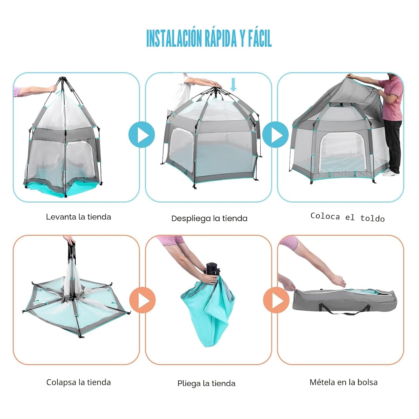 Bend River - Corralito para bebés con toldo, tienda de campaña hexa...