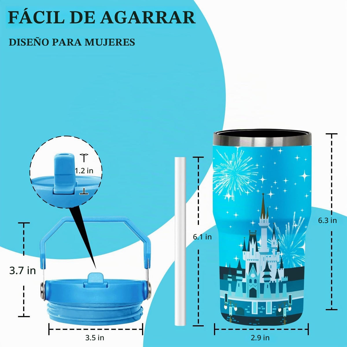 Sxdcfrs Vaso de ratón de dibujos animados de 40 onzas con tapa y pa...