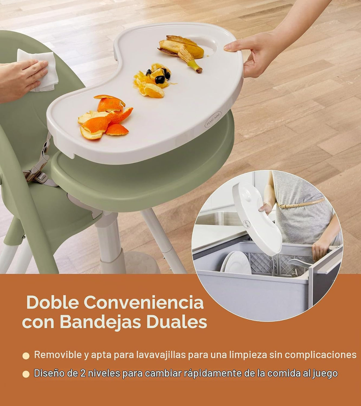 Mallify Silla alta plegable, silla alta portátil para bebé que ahor...