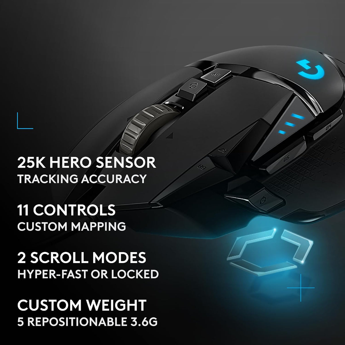 Logitech G Ratón para juegos con cable 502 Hero - Negro | Alto rend...