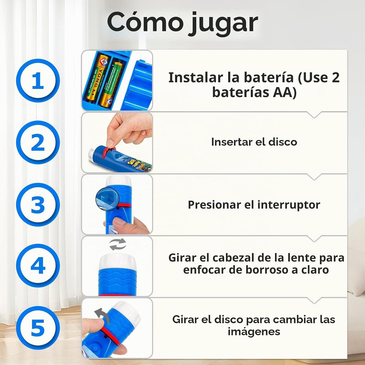 Pup Go Paquete de 2 linterna proyector de animales salvajes y mundo...