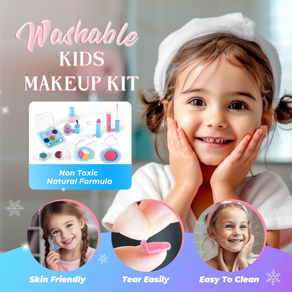 INNOCHEER - Kit de maquillaje infantil para niñas, juego de maquill...