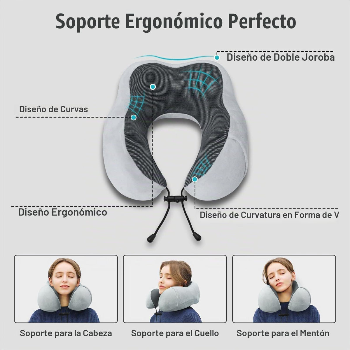 Almohada de viaje, almohada de cuello de espuma viscoelástica para...