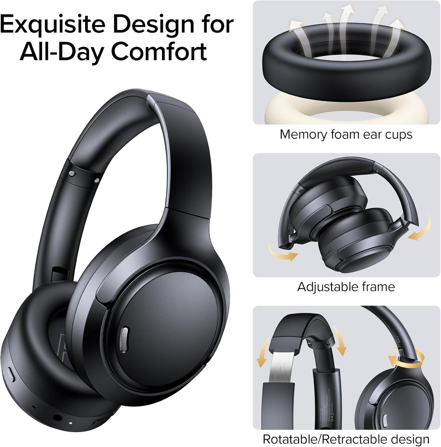 Auriculares híbridos con cancelación activa de ruido Bluetooth 6.0,...
