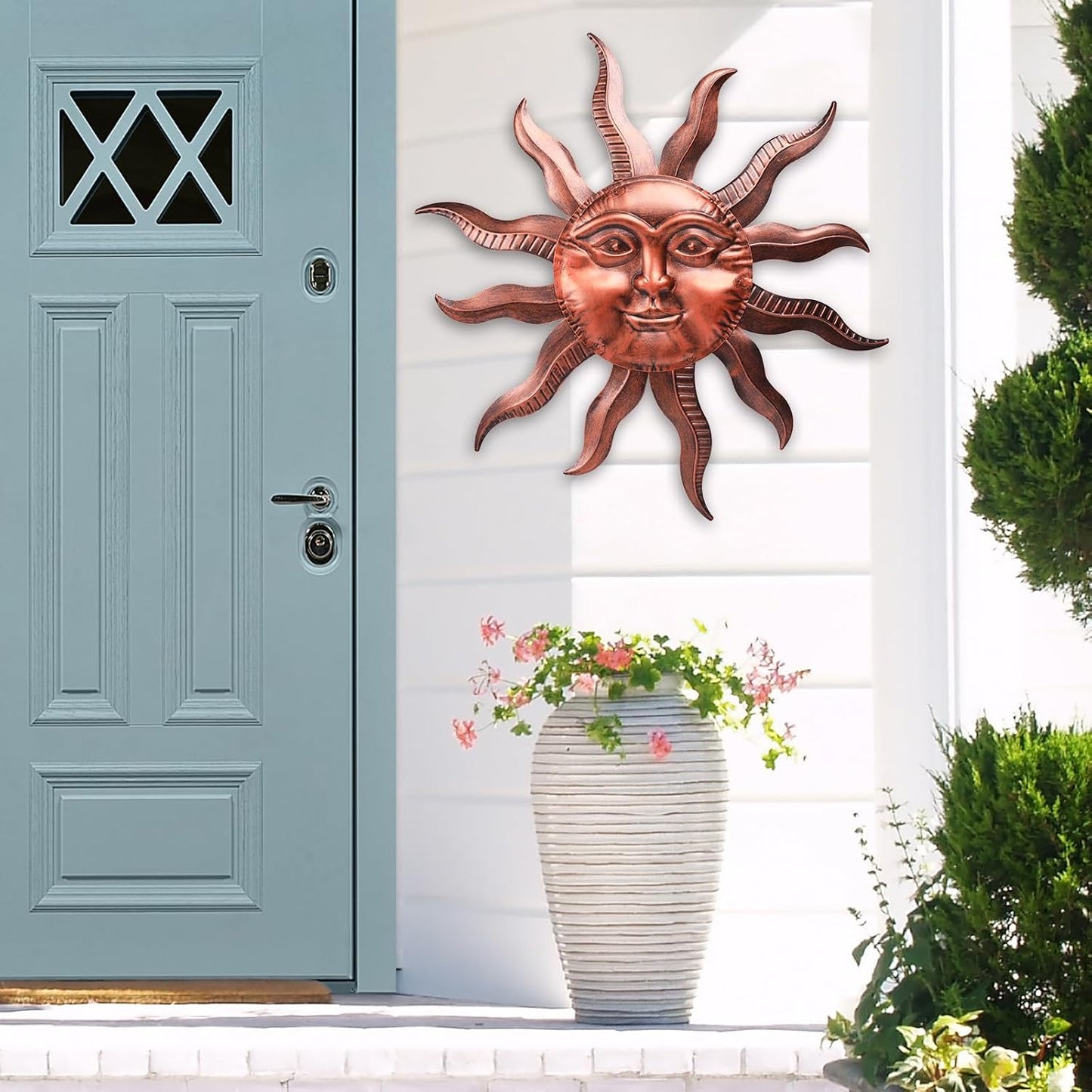 VCUTEKA Arte de pared de metal con sol de 27 pulgadas, decoración p...