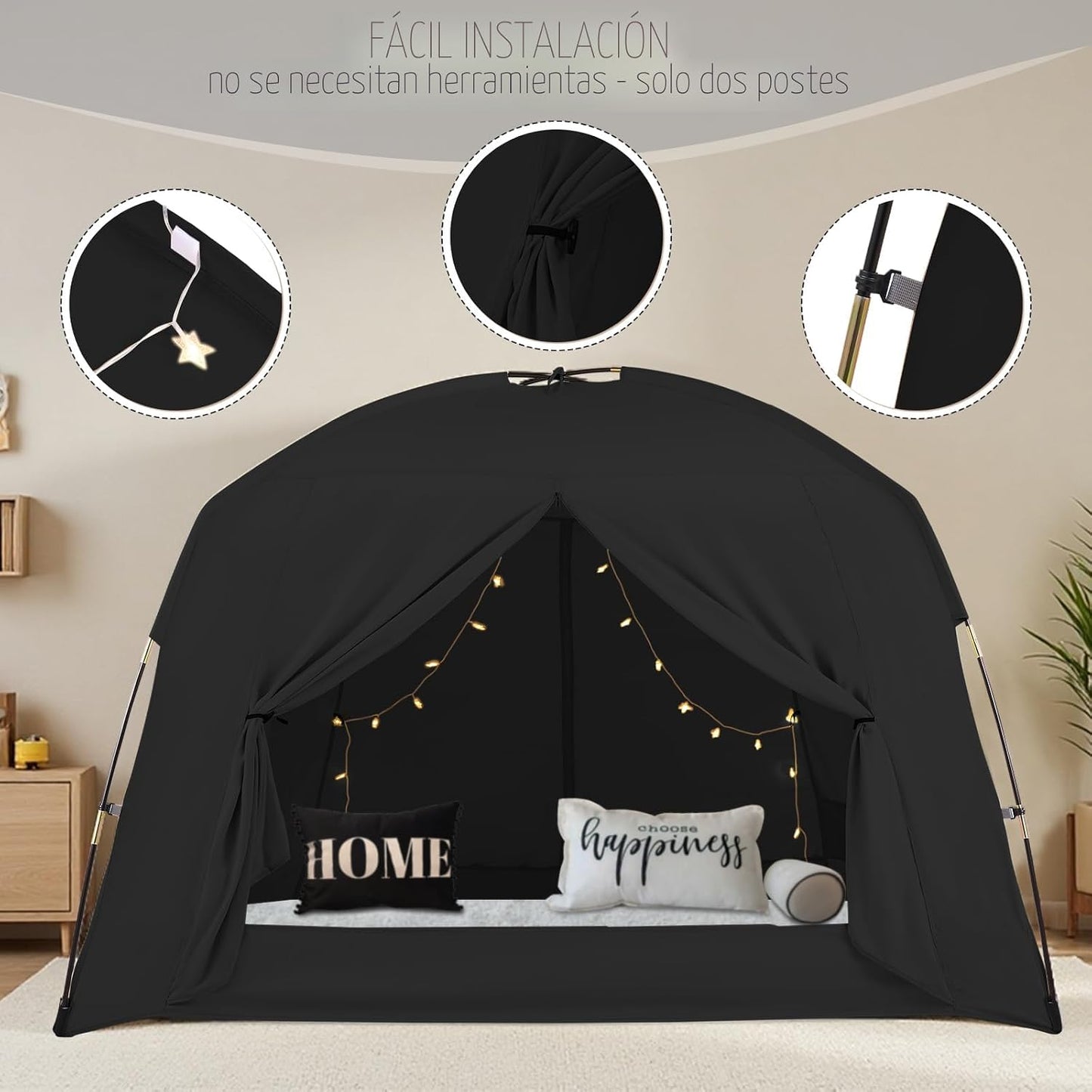 Tienda de campaña de cama matrimonial para niños y adultos, tiendas...